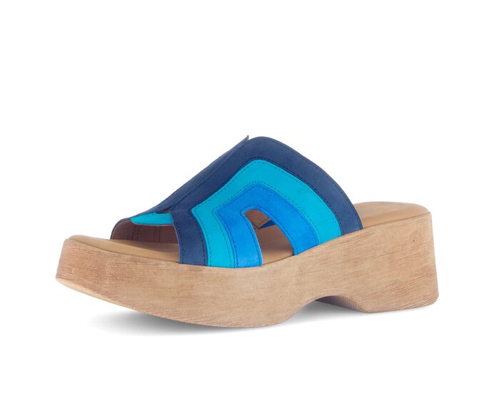 Gabor Damen  Plateau Sandale Blau - Rauleder