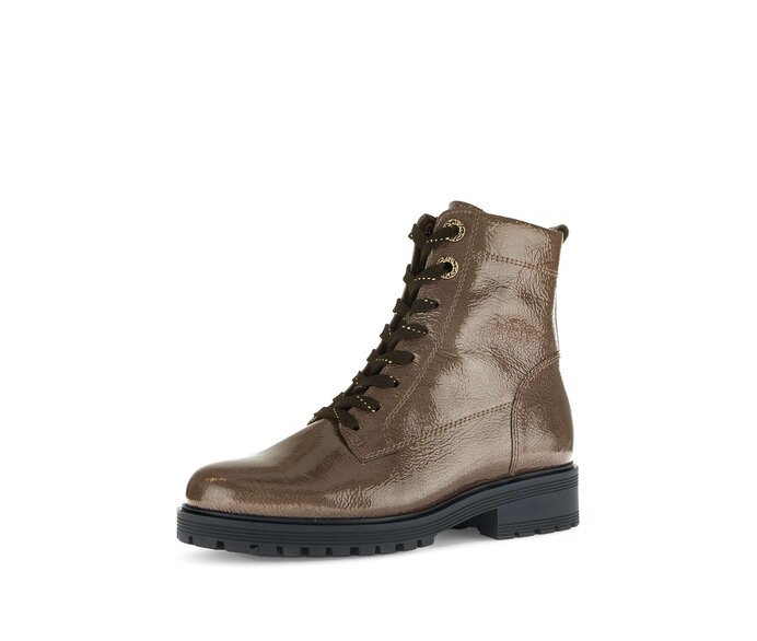 Gabor Damen  Schnürstiefelette Braun - Lackleder