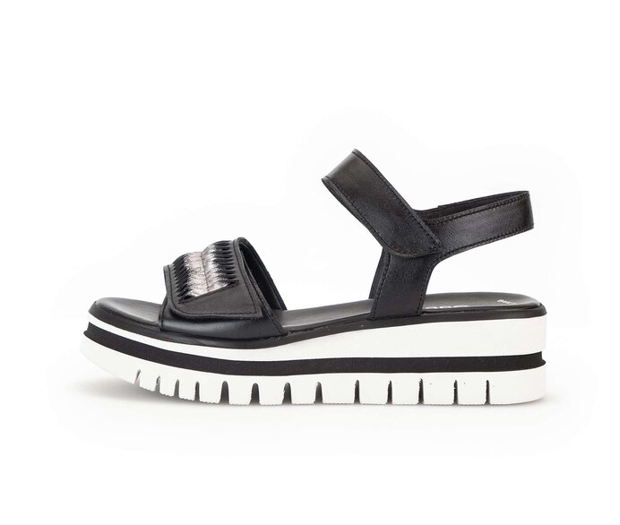 Gabor Damen Plateau Sandale Schwarz - Glattleder