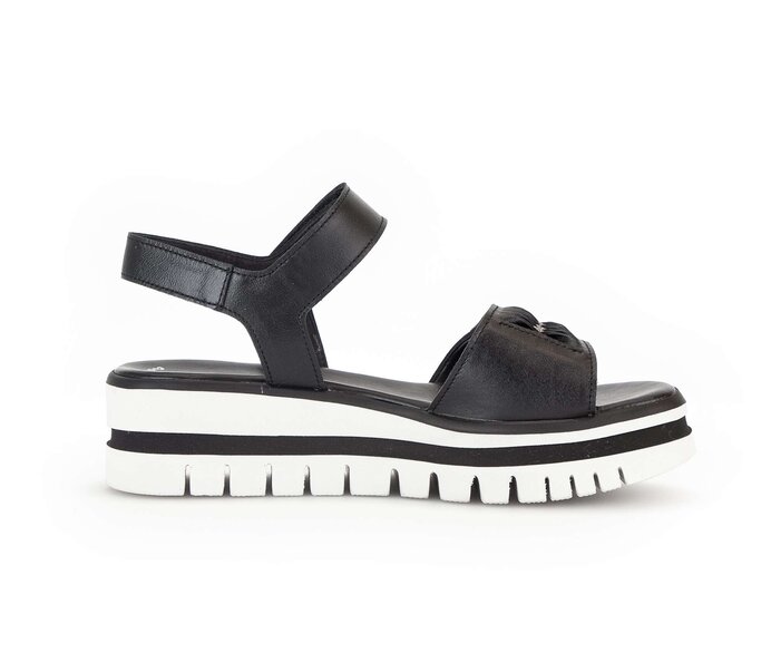 Gabor Damen  Plateau Sandale Schwarz - Glattleder