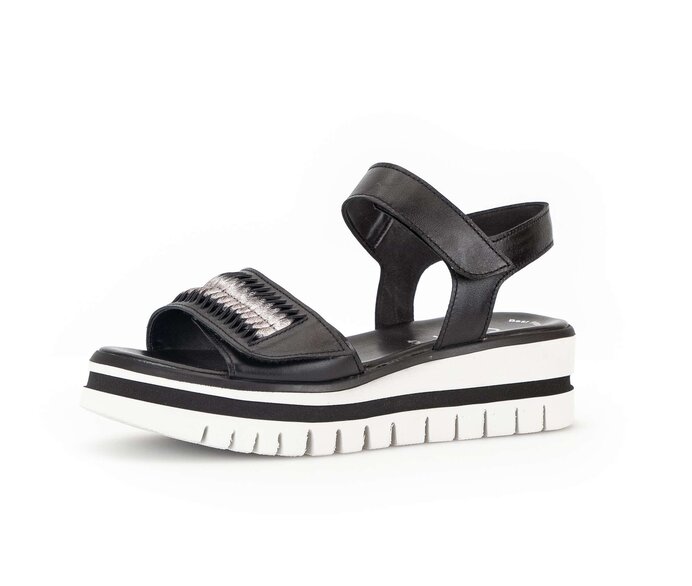 Gabor Damen  Plateau Sandale Schwarz - Glattleder