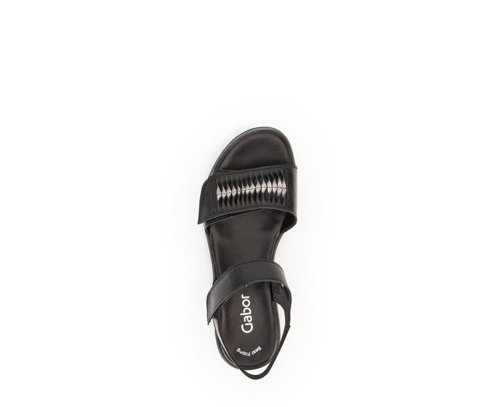 Gabor Damen  Plateau Sandale Schwarz - Glattleder