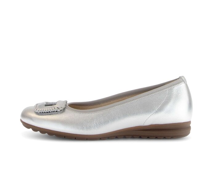 Gabor Damen Sportliche Ballerina Silber - Effektleder