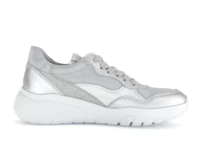 Gabor Damen  Sneaker Low Silber - Materialmix Leder/Lederimitat