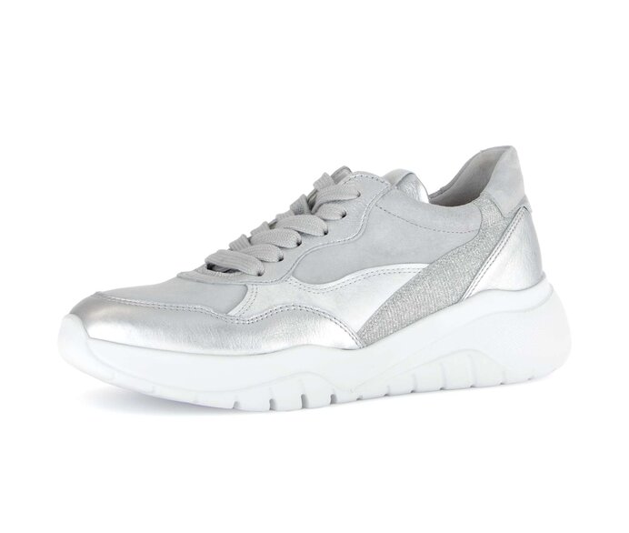 Gabor Damen  Sneaker Low Silber - Materialmix Leder/Lederimitat