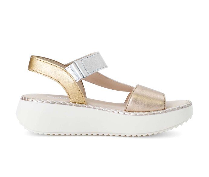 Gabor Damen  Plateau Sandale Beige - Materialmix Leder