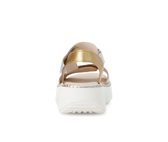 Gabor Damen  Plateau Sandale Beige - Materialmix Leder