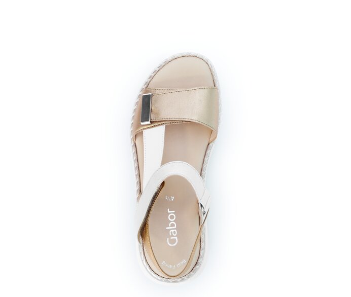 Gabor Damen  Plateau Sandale Beige - Materialmix Leder