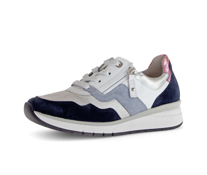 Gabor Damen  Sneaker Low Blau - Materialmix Leder/Lederimitat