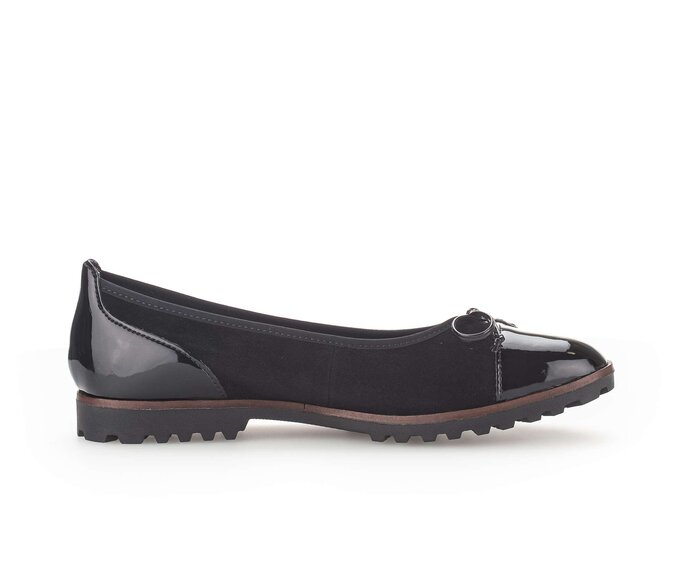 Gabor Damen  Sportliche Ballerina Schwarz - Materialmix Leder/Lederimitat