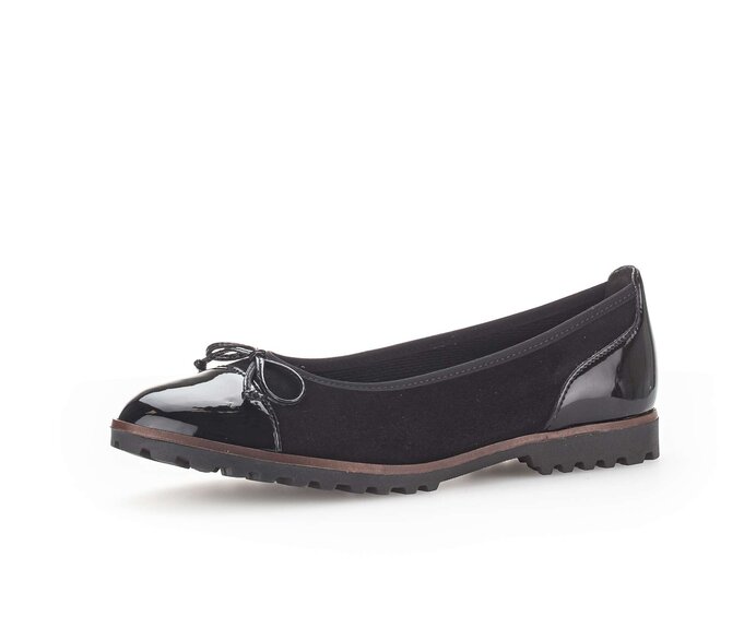 Gabor Damen  Sportliche Ballerina Schwarz - Materialmix Leder/Lederimitat