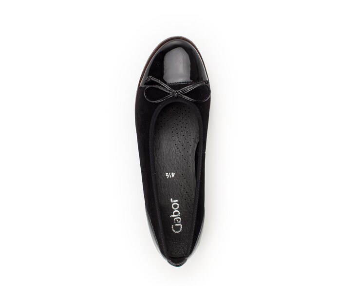 Gabor Damen  Sportliche Ballerina Schwarz - Materialmix Leder/Lederimitat