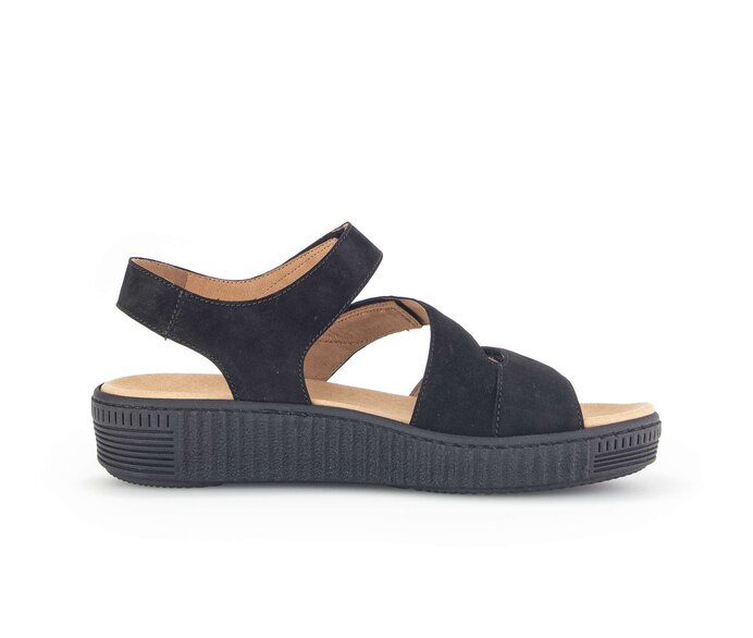 Gabor Damen  Plateau Sandale Schwarz - Rauleder