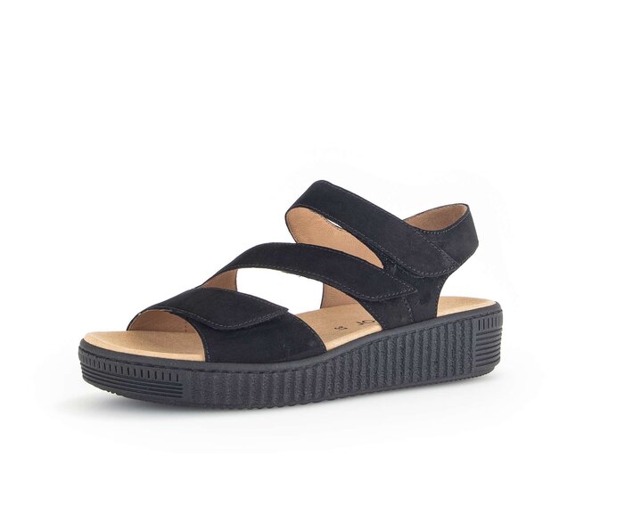 Gabor Damen  Plateau Sandale Schwarz - Rauleder