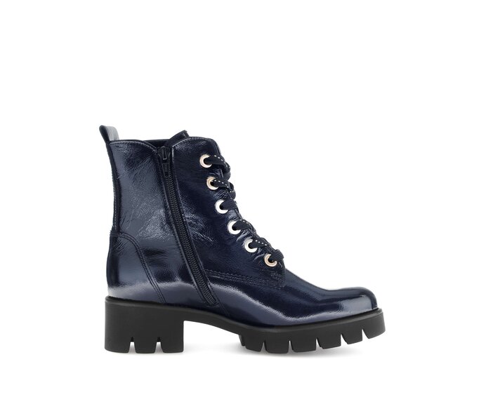 Gabor Damen  Schnürstiefelette Blau - Lackleder