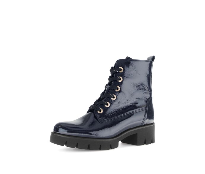 Gabor Damen  Schnürstiefelette Blau - Lackleder