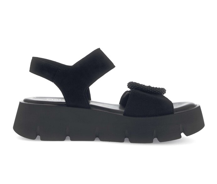 Gabor Damen  Plateau Sandale Schwarz - Rauleder