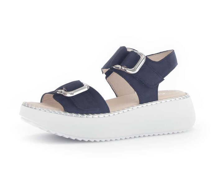 Gabor Damen  Plateau Sandale Blau - Rauleder