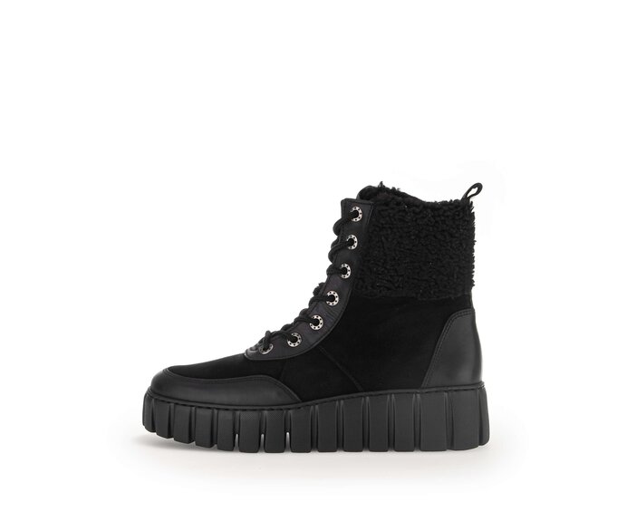 Gabor Damen Plateau Stiefelette Schwarz - Materialmix Leder/Lederimitat