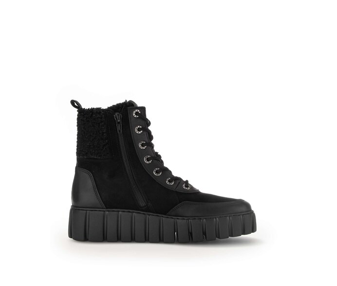 Gabor Damen  Plateau Stiefelette Schwarz - Materialmix Leder/Lederimitat