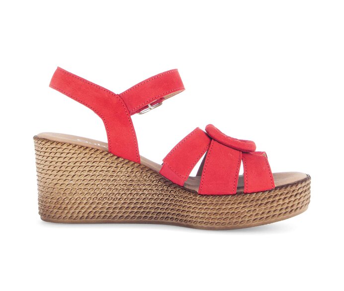 Gabor Damen  Keilsandalette Rot - Rauleder