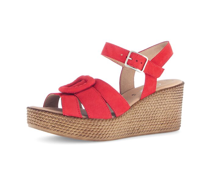 Gabor Damen  Keilsandalette Rot - Rauleder
