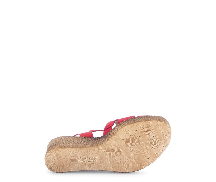 Gabor Damen  Keilsandalette Rot - Rauleder