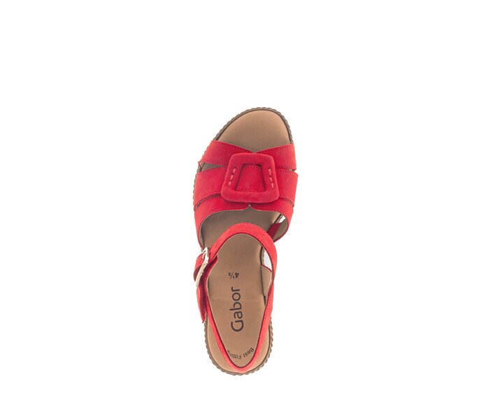 Gabor Damen  Keilsandalette Rot - Rauleder
