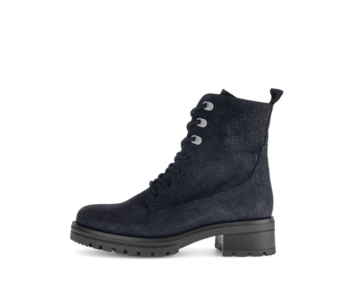 Gabor Damen Schnürstiefelette Blau - Leder Reptiloptik