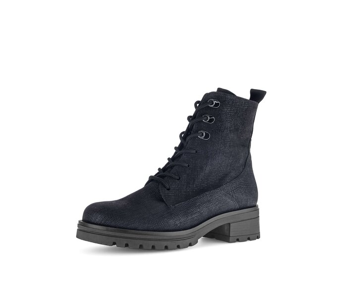 Gabor Damen  Schnürstiefelette Blau - Leder Reptiloptik