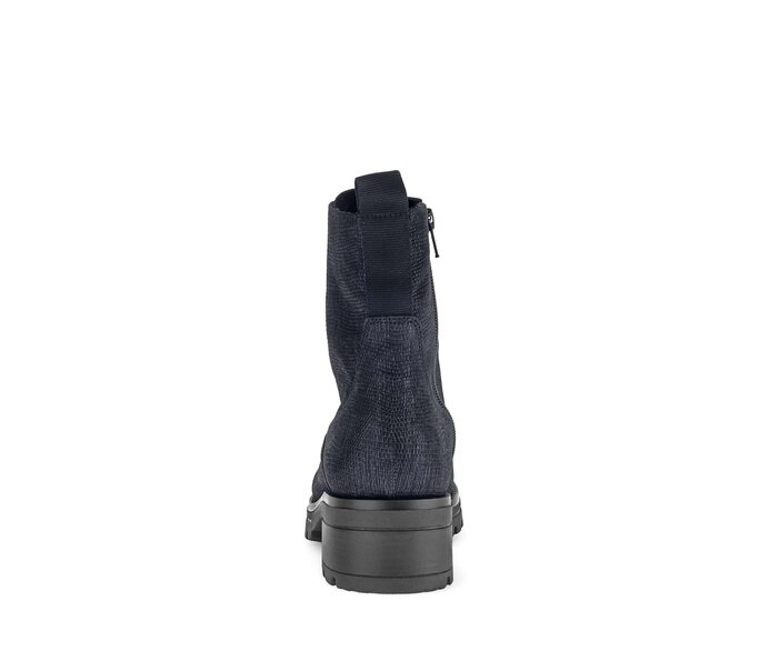 Gabor Damen  Schnürstiefelette Blau - Leder Reptiloptik