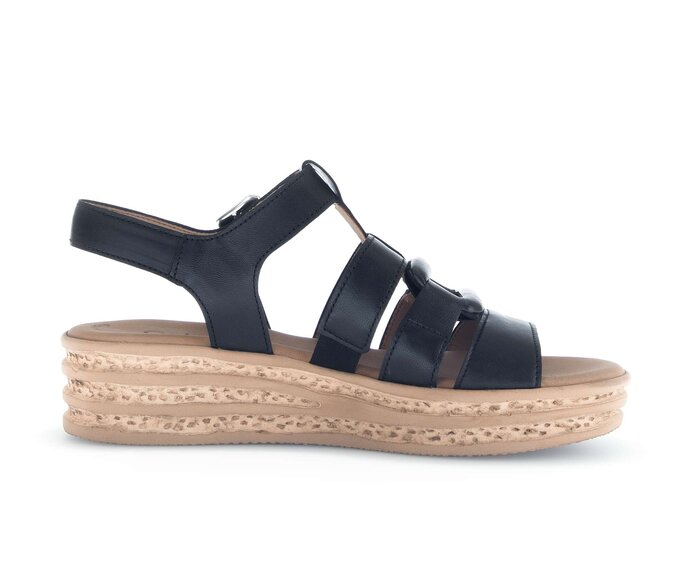 Gabor Damen  Plateau Sandale Schwarz - Glattleder