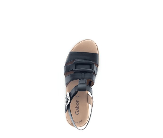 Gabor Damen  Plateau Sandale Schwarz - Glattleder