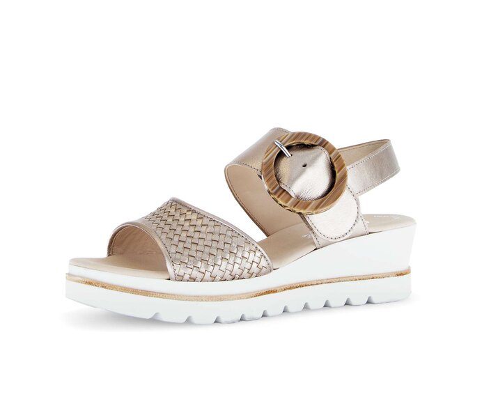 Gabor Damen  Plateau Sandale Gold - Effektleder
