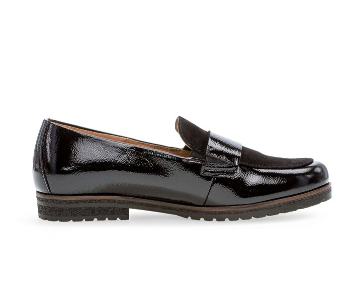 Gabor Damen  Slipper Schwarz - Materialmix Leder