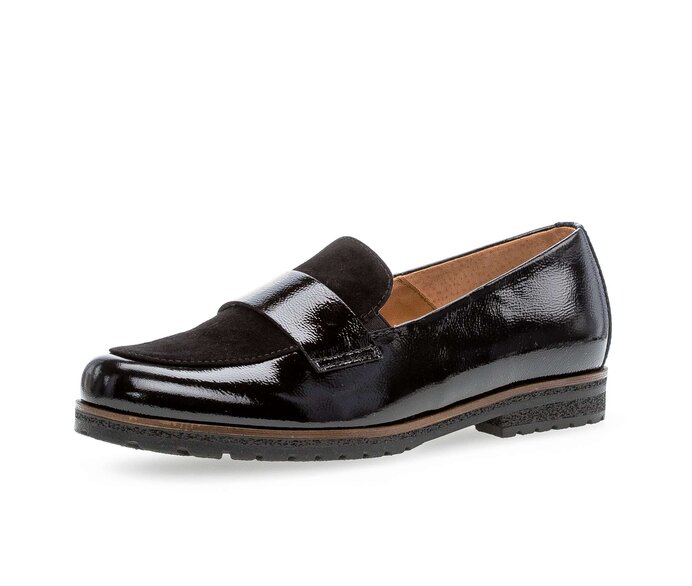Gabor Damen  Slipper Schwarz - Materialmix Leder