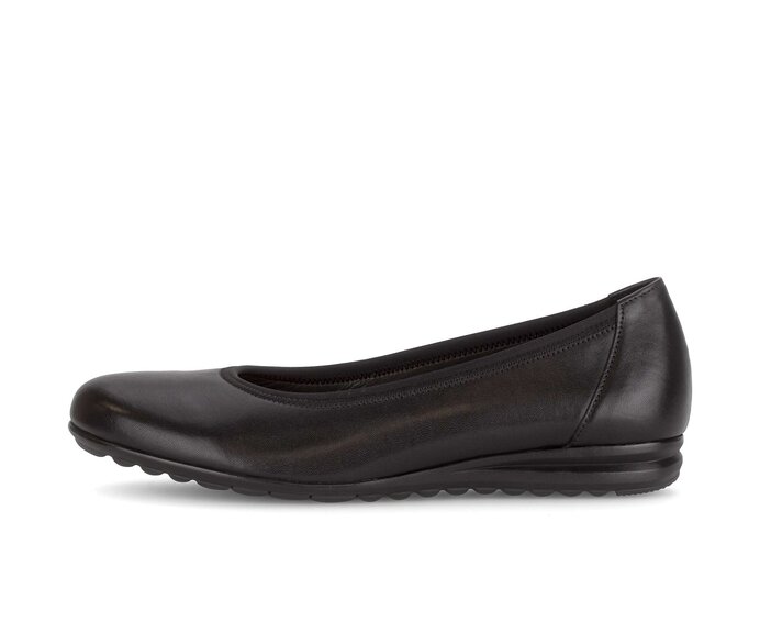Gabor Damen Sportliche Ballerina Schwarz - Glattleder