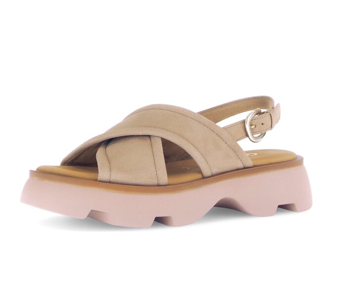 Gabor Damen  Riemchensandale Beige - Rauleder