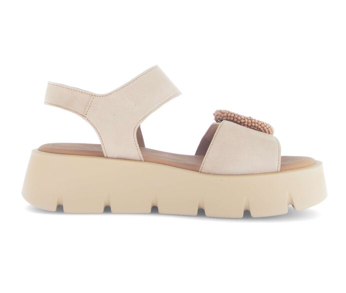 Gabor Damen  Plateau Sandale Beige - Rauleder