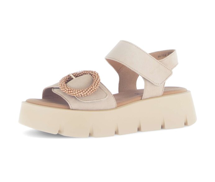 Gabor Damen  Plateau Sandale Beige - Rauleder