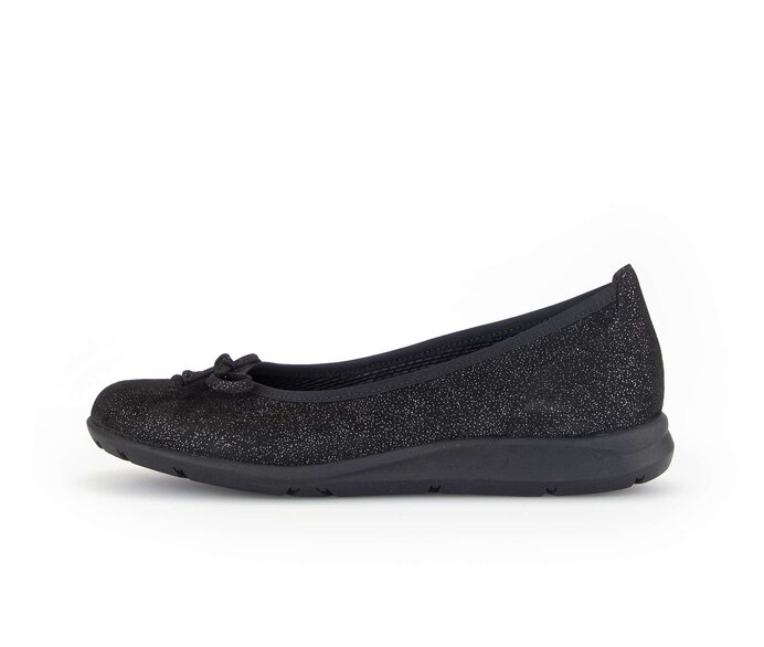 Gabor Damen Sportliche Ballerina Schwarz - Effektleder