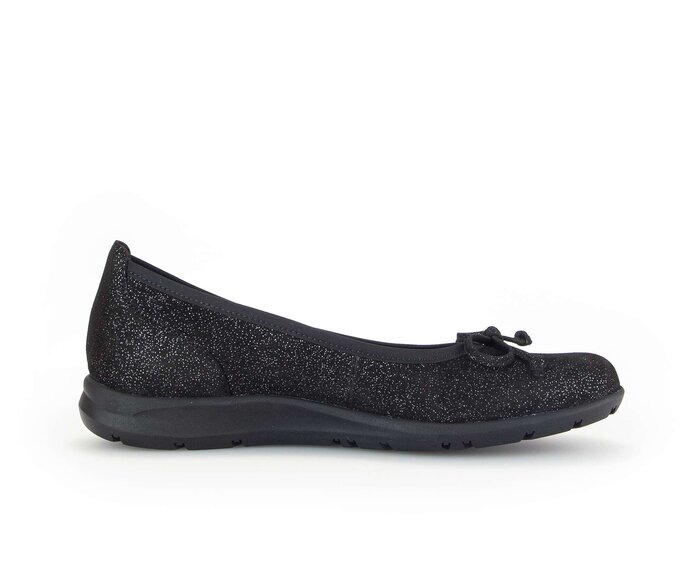 Gabor Damen  Sportliche Ballerina Schwarz - Effektleder