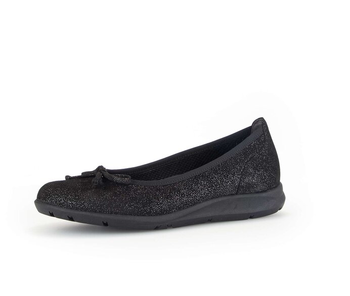 Gabor Damen  Sportliche Ballerina Schwarz - Effektleder