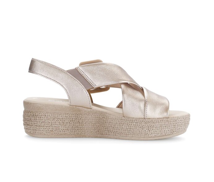 Gabor Damen  Plateau Sandale Gold - Effektleder