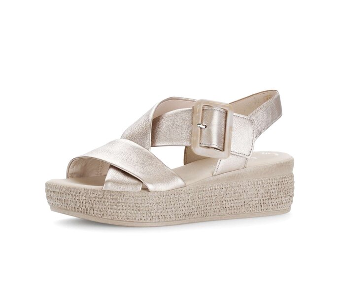 Gabor Damen  Plateau Sandale Gold - Effektleder