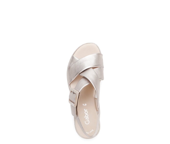 Gabor Damen  Plateau Sandale Gold - Effektleder
