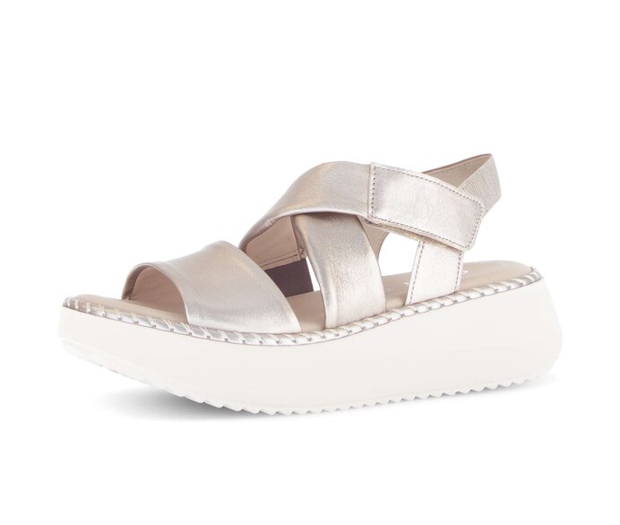 Gabor Damen  Plateau Sandale Gold - Effektleder