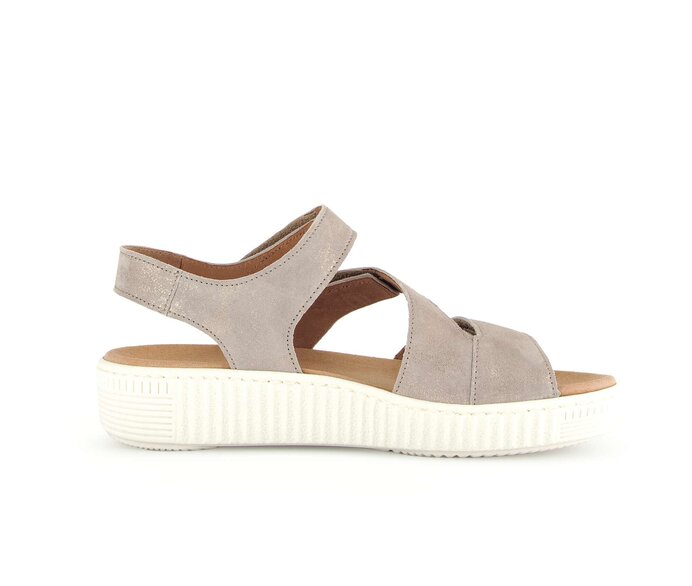 Gabor Damen  Plateau Sandale Beige - Effektleder