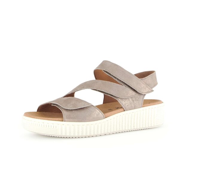 Gabor Damen  Plateau Sandale Beige - Effektleder