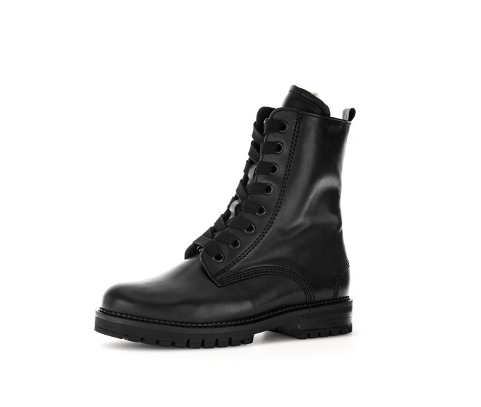 Gabor Damen  Schnürstiefelette Schwarz - Glattleder